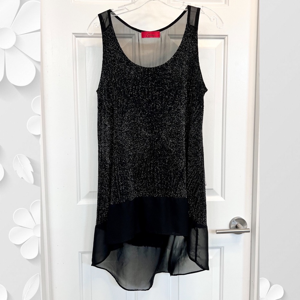 Carina Black Silver Tank Top Size L